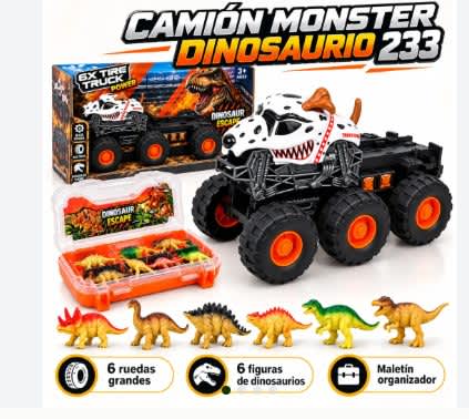 CAMION MONSTER TRUCK CON DINOSAURIOS