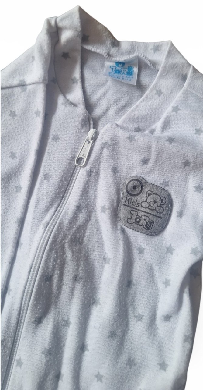 Pijama Enterizo Manga Larga Blanco Estrellas - 6-12 Meses