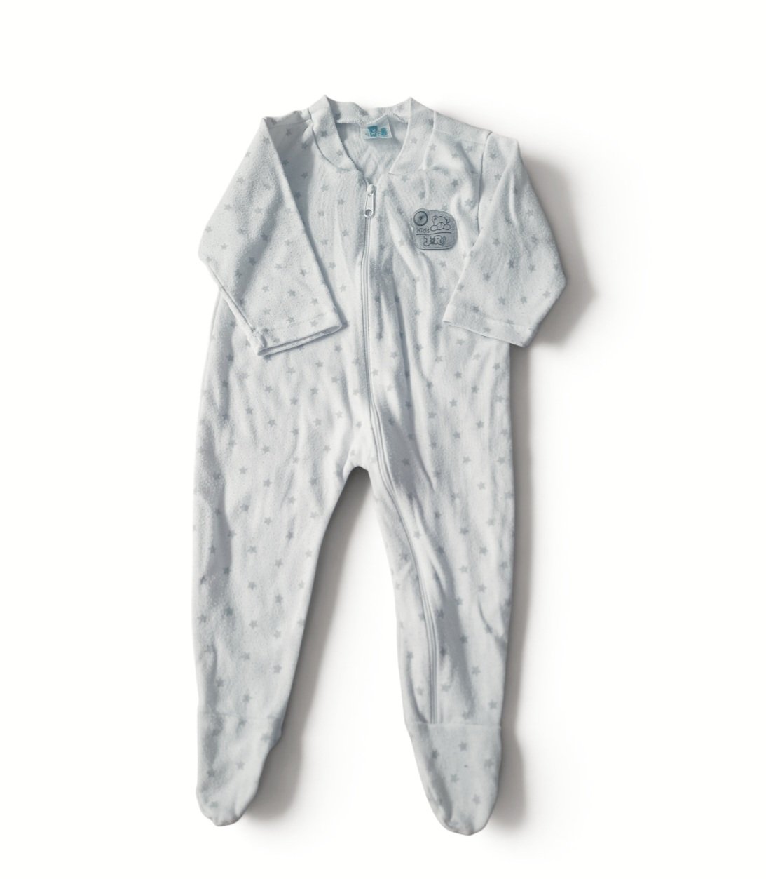 Pijama Enterizo Manga Larga Blanco Estrellas - 6-12 Meses