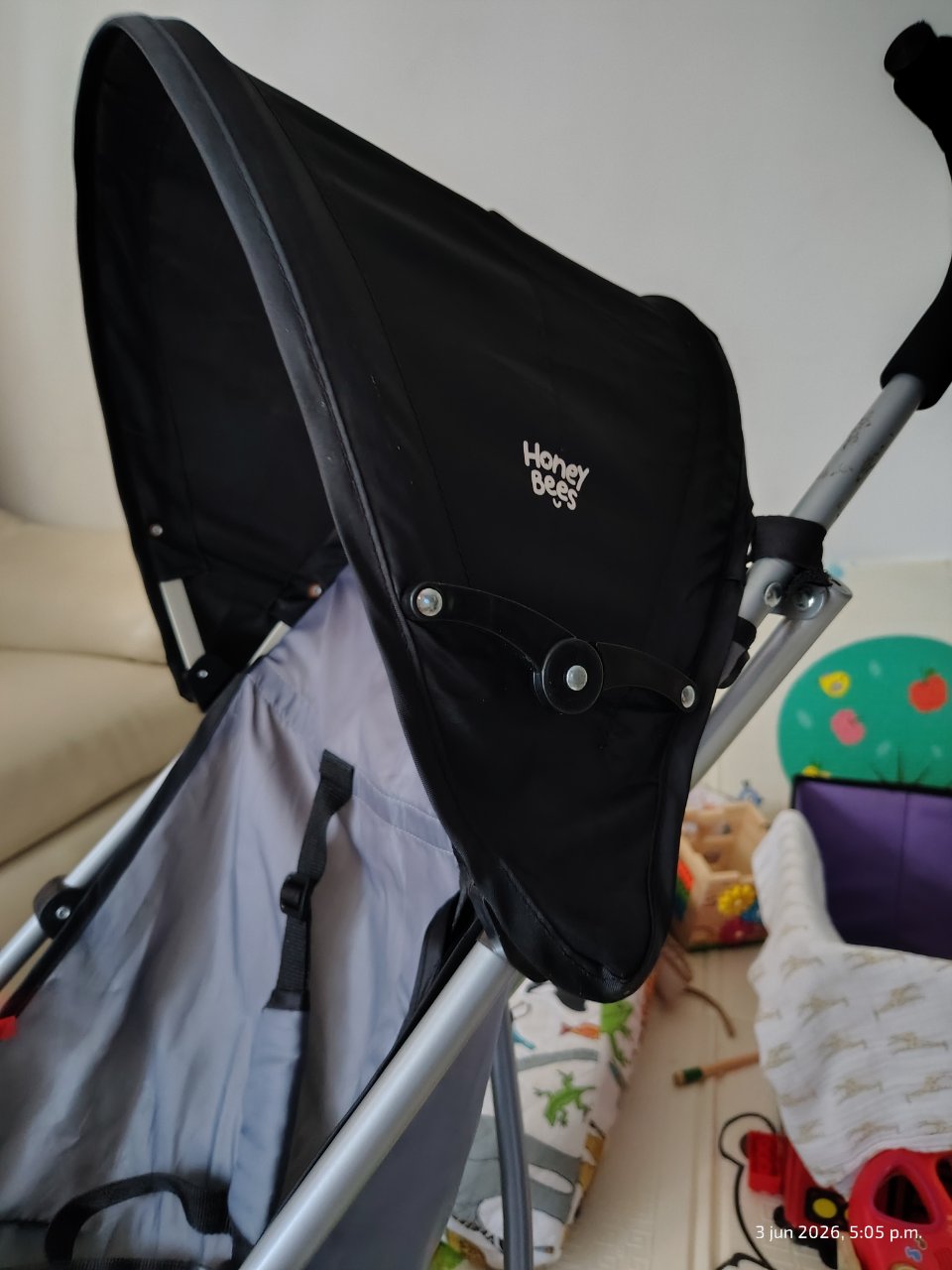 Coche Paseador Honey Baby Gris - Como Nuevo 7