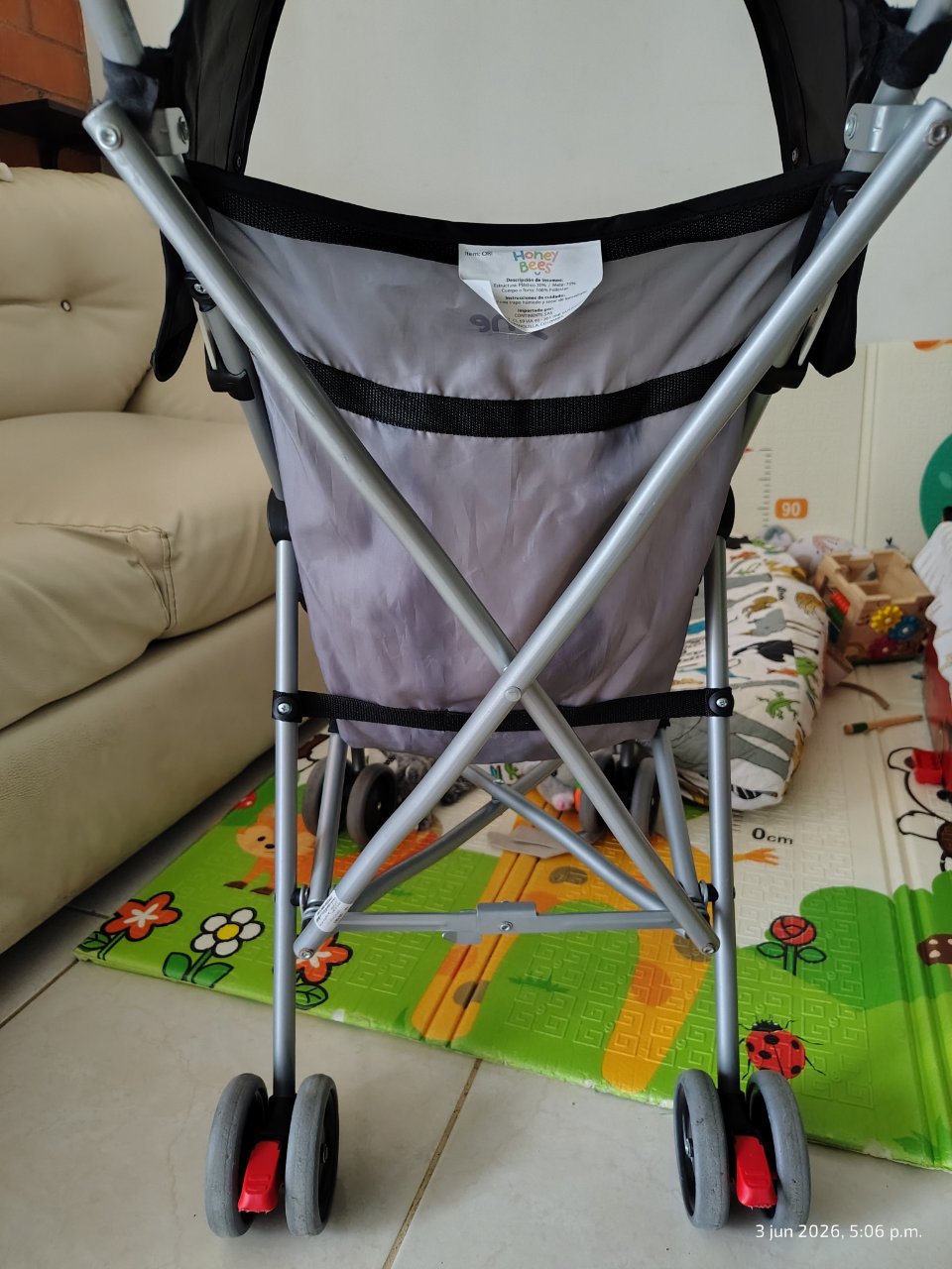 Coche Paseador Honey Baby Gris - Como Nuevo 6