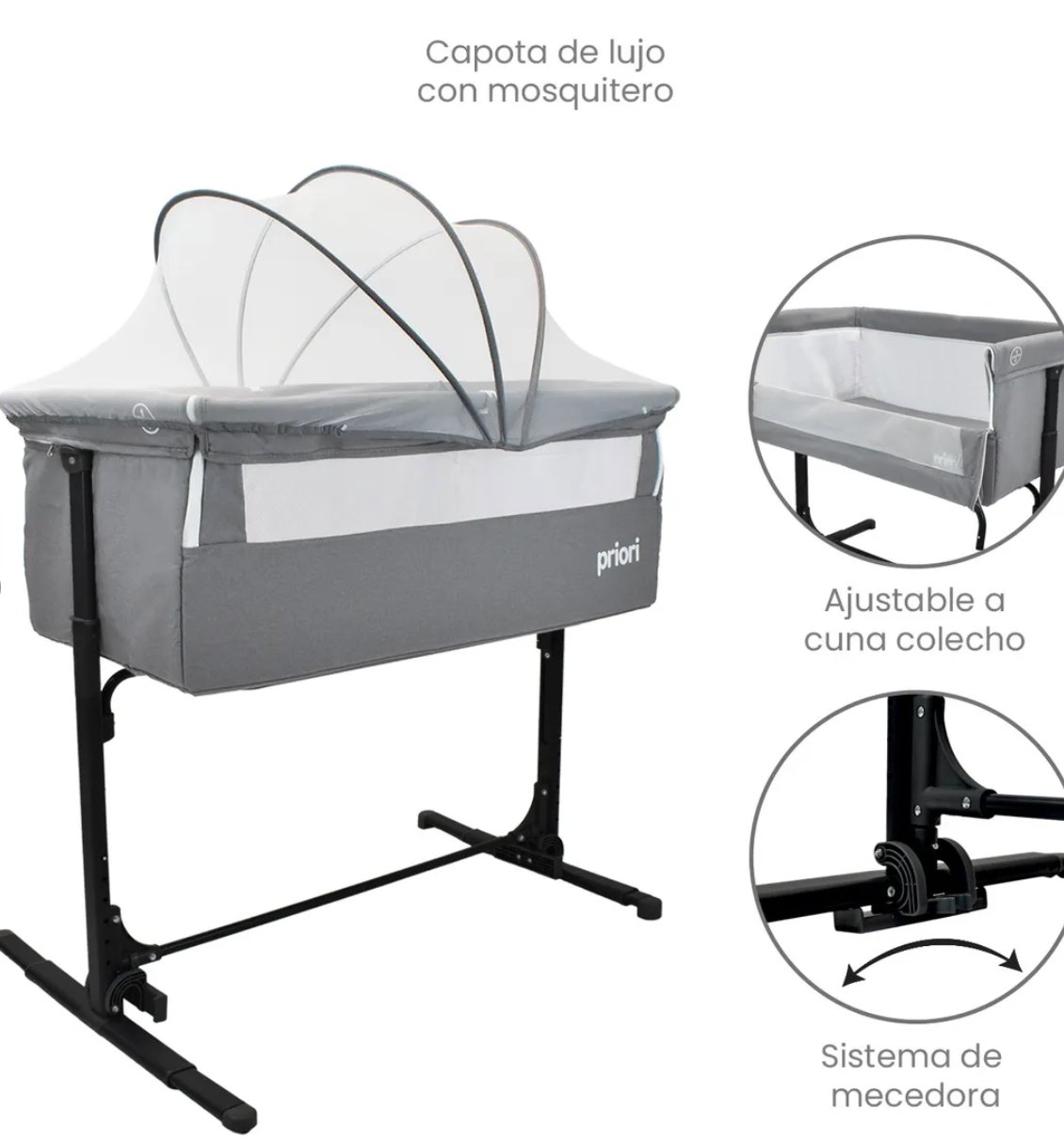Cuna Colecho Bebé Golf Priori Gris