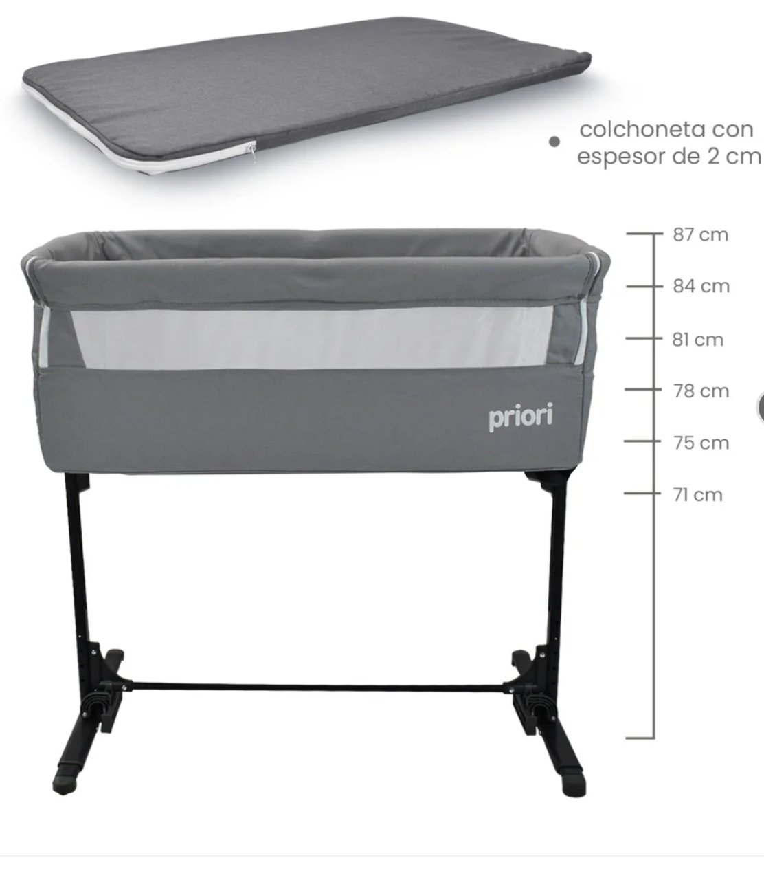 Cuna Colecho Bebé Golf Priori Gris 4