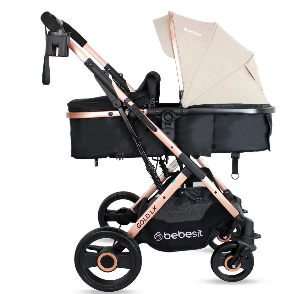 Coche Bebe Travel System Moises Reversible Gold LX Beige Cubrepies Bebesit 2