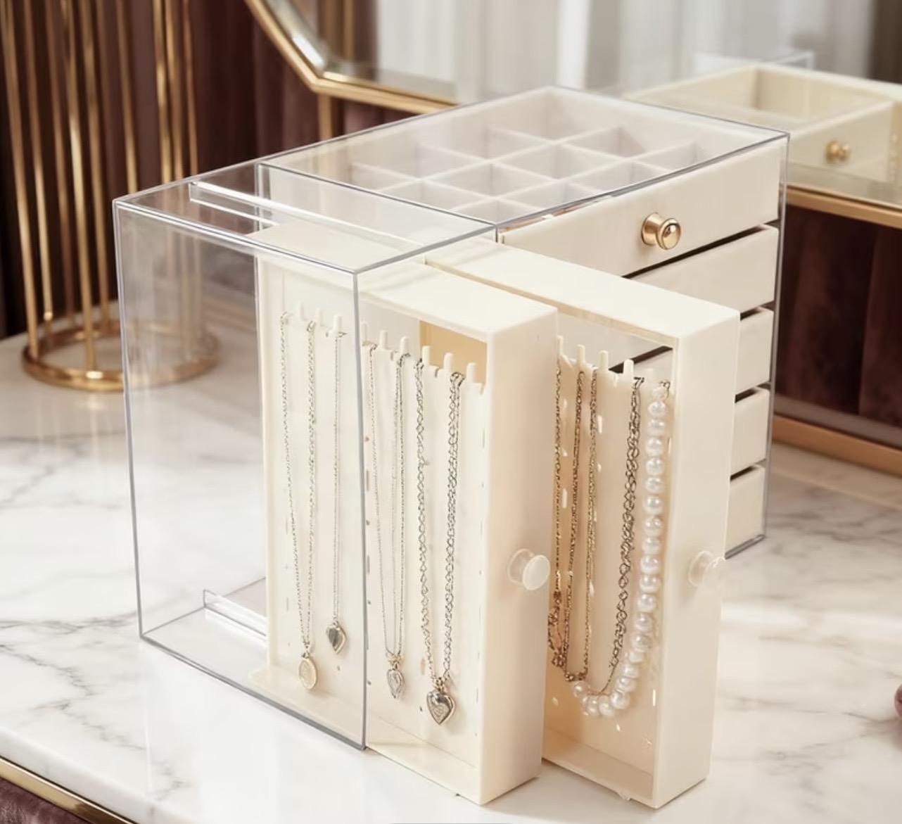 Organisateur de bijoux transparent – Élégance et rangement