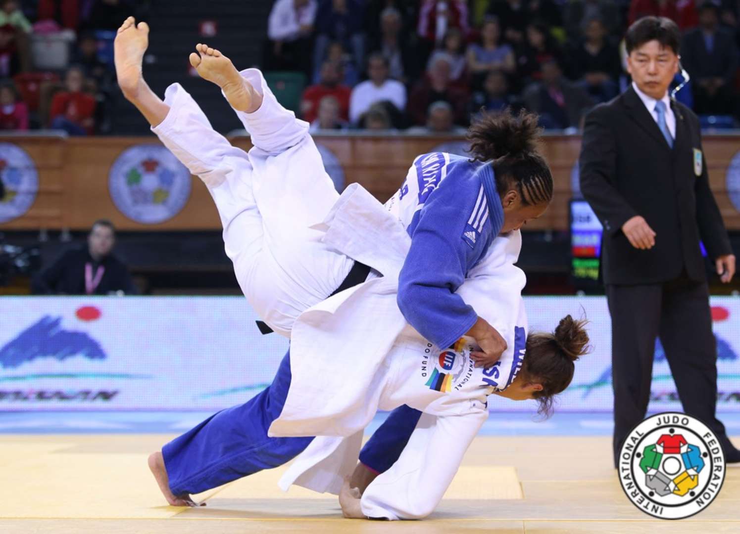 Huge Judo Arena. Huge Judo Arena and applaud Fans.