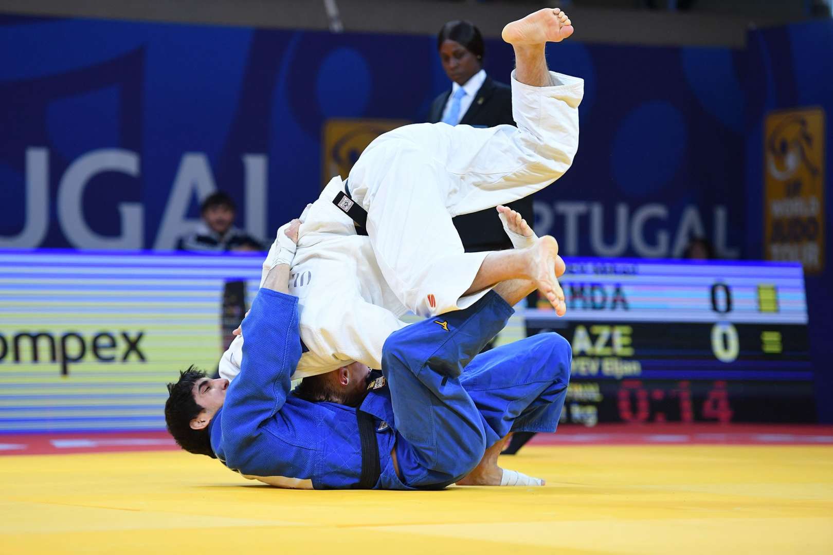 Athletes Judoka Fight On Tatami Judo Competitions Stock Photo