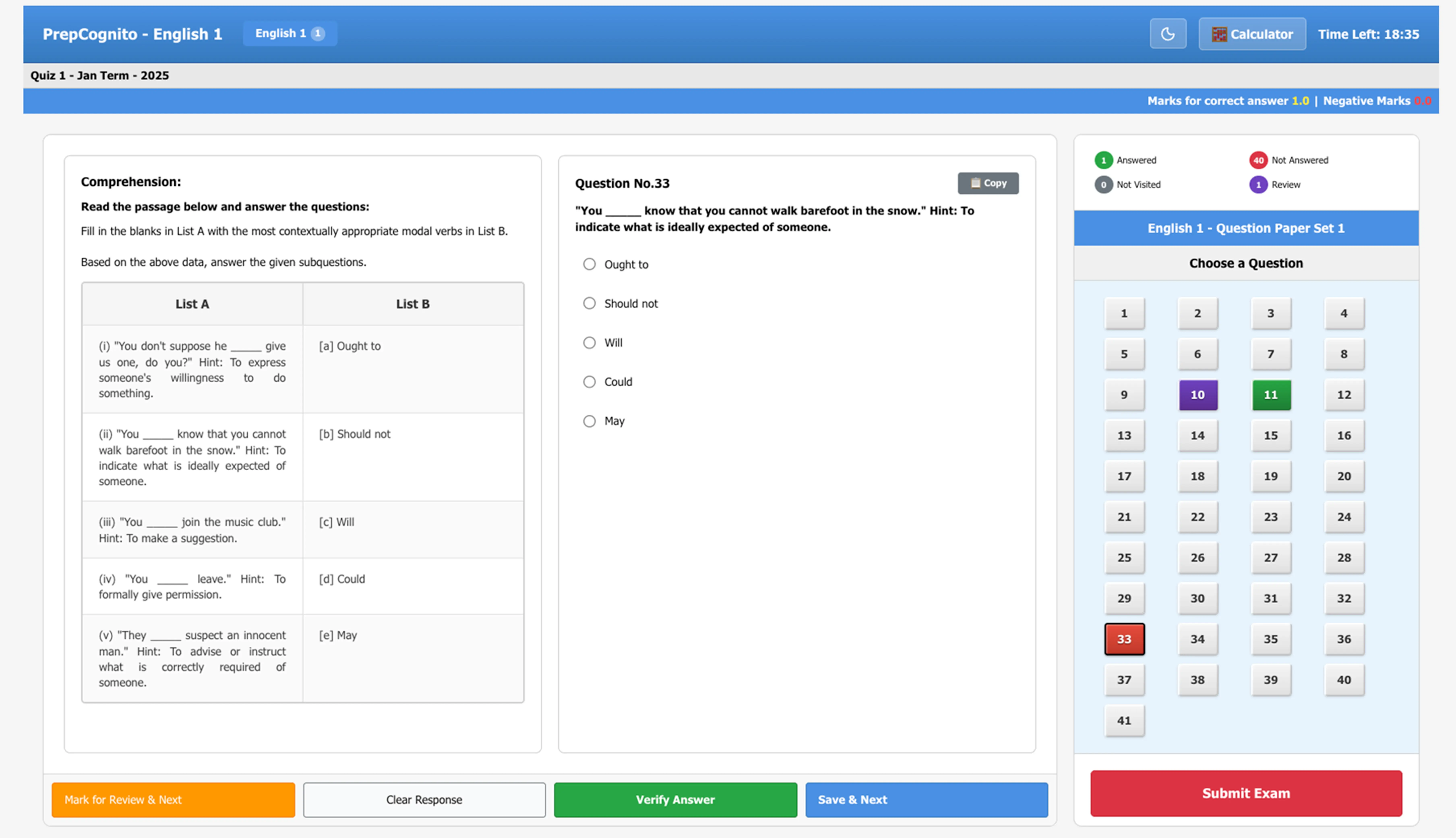 PrepCognito Quiz Interface