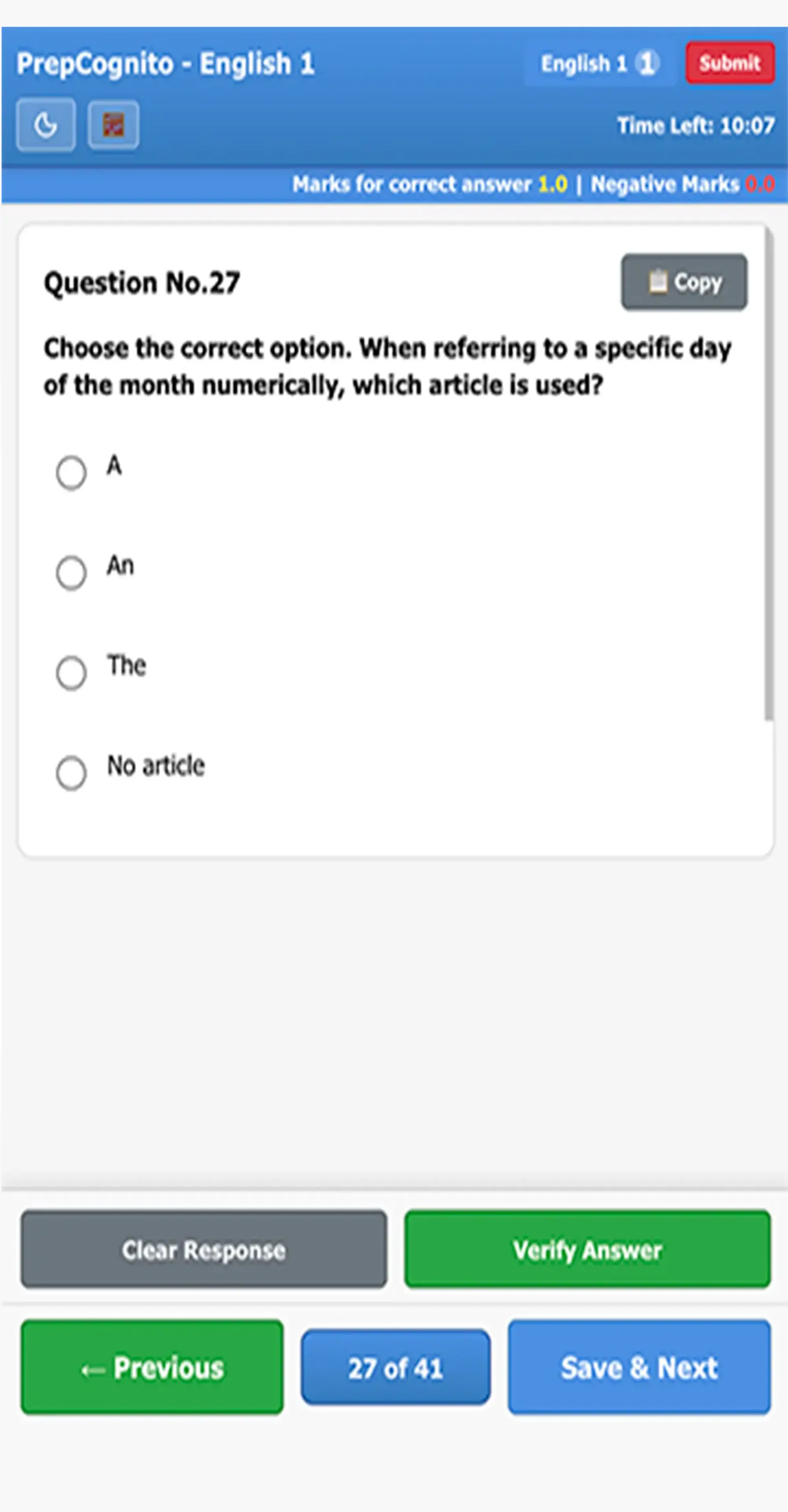 PrepCognito Mobile Quiz Interface