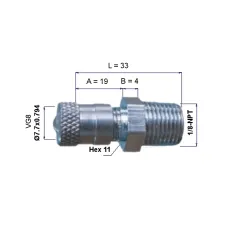 TANKKIVENTTIILI 1/8'' NPT, HEX11, L33