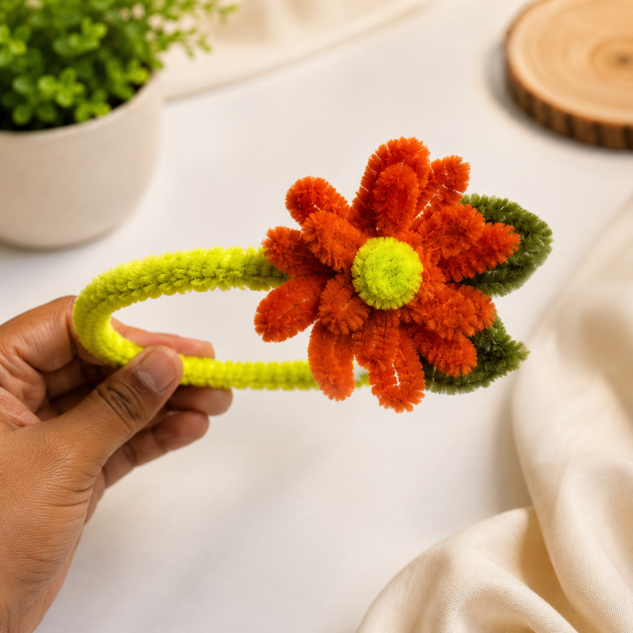 Handmade Crochet Orange Flower Hairband – Floral Hair Accessory