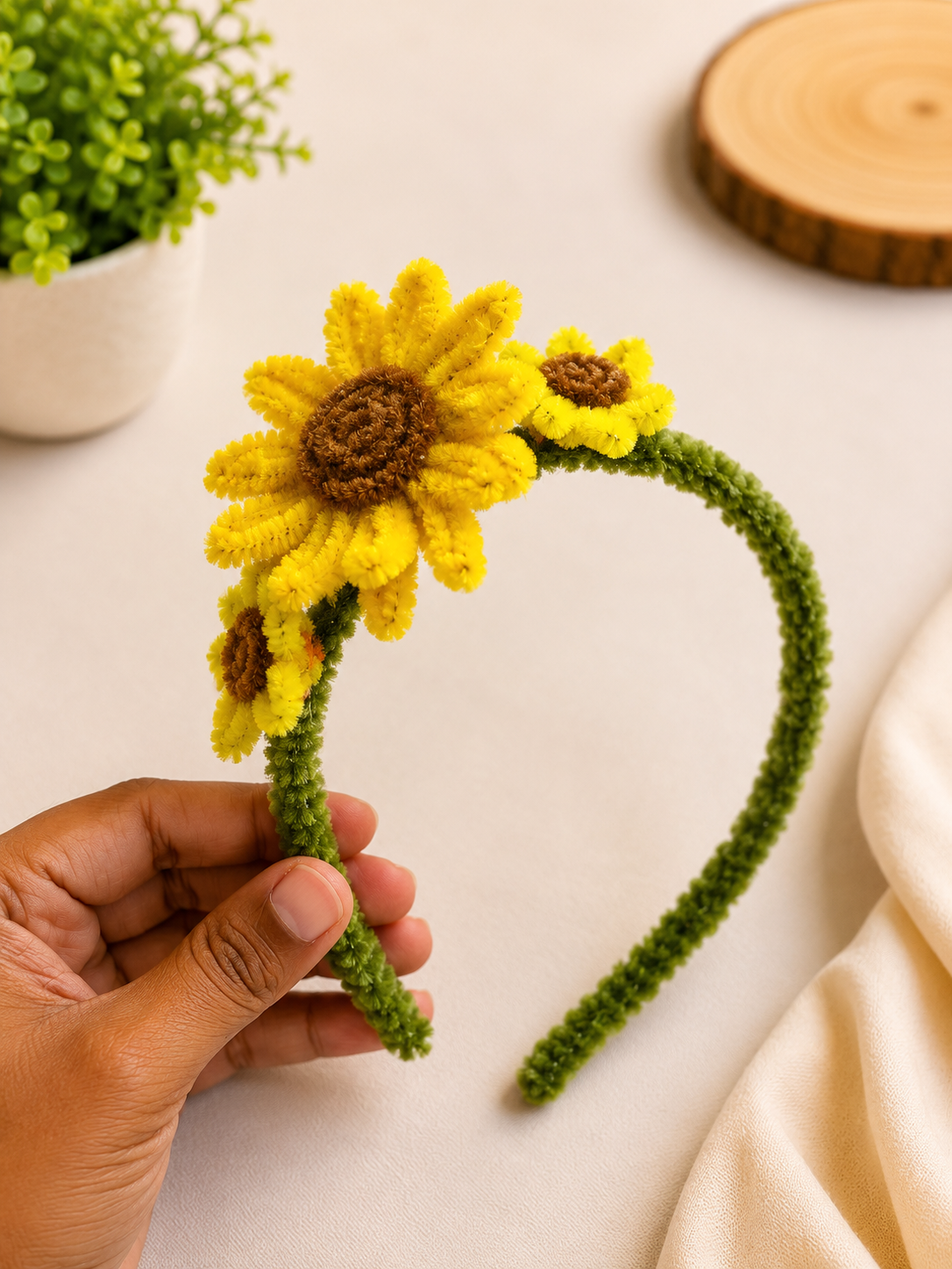 Handmade Crochet Sunflower Hairband – Floral Headband