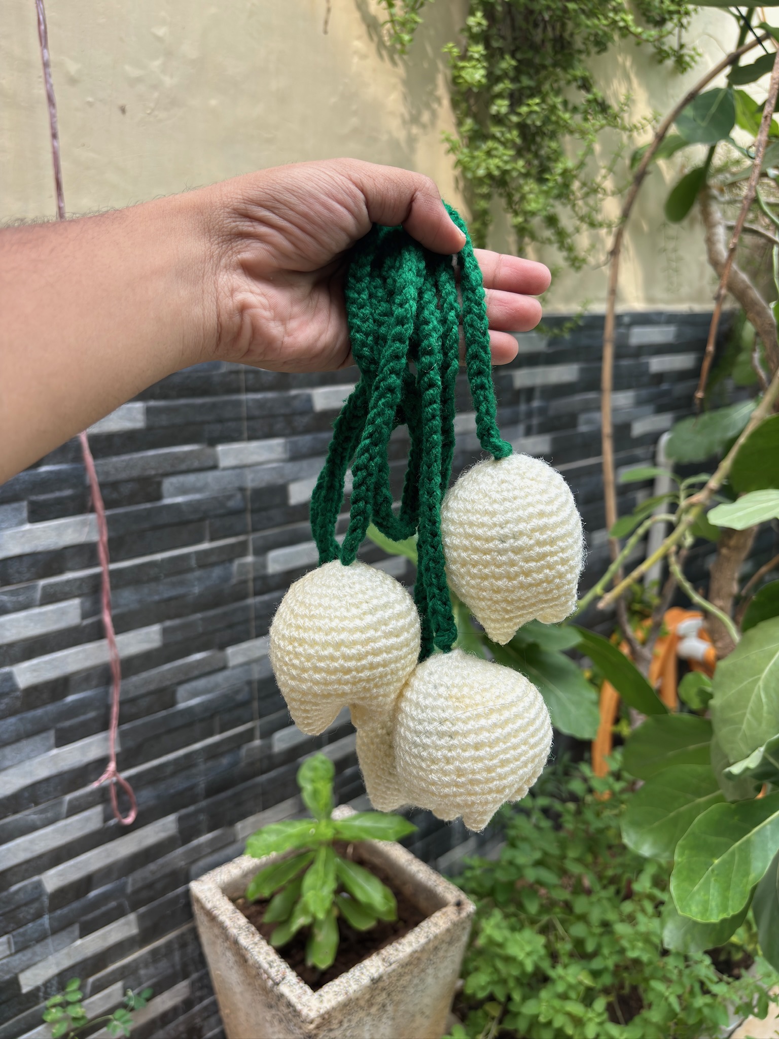 Handmade Crochet White Tulip Curtain Tieback – Pair of 2