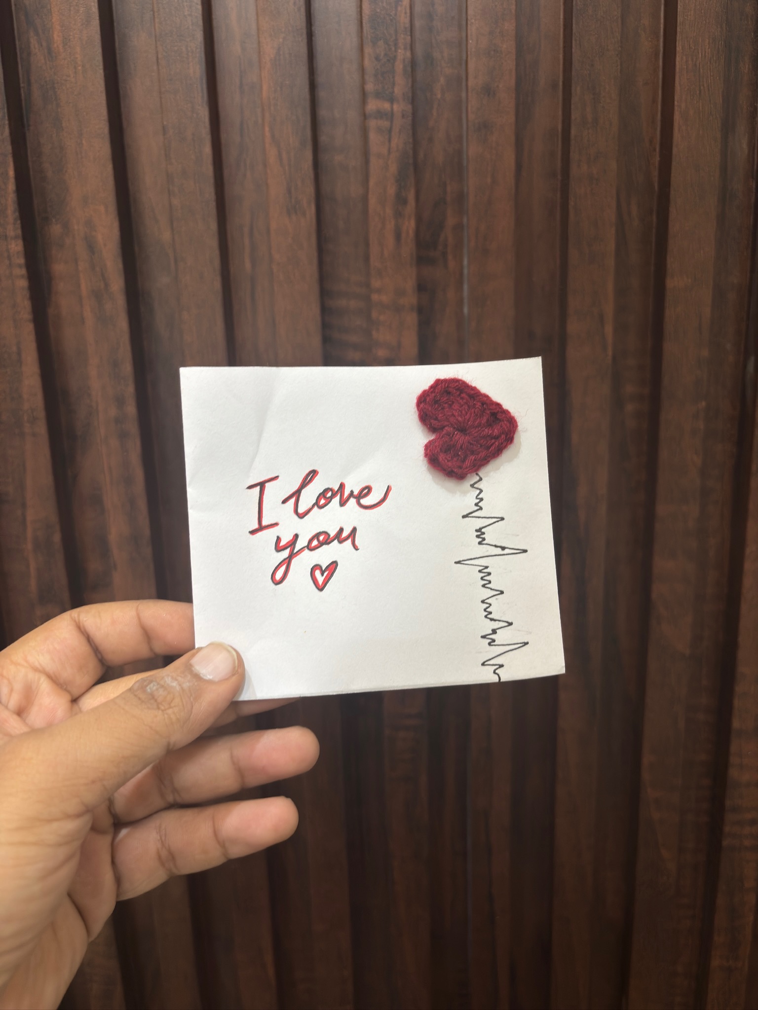 Handmade Crochet Heart Love Card – Romantic I Love You Greeting Card