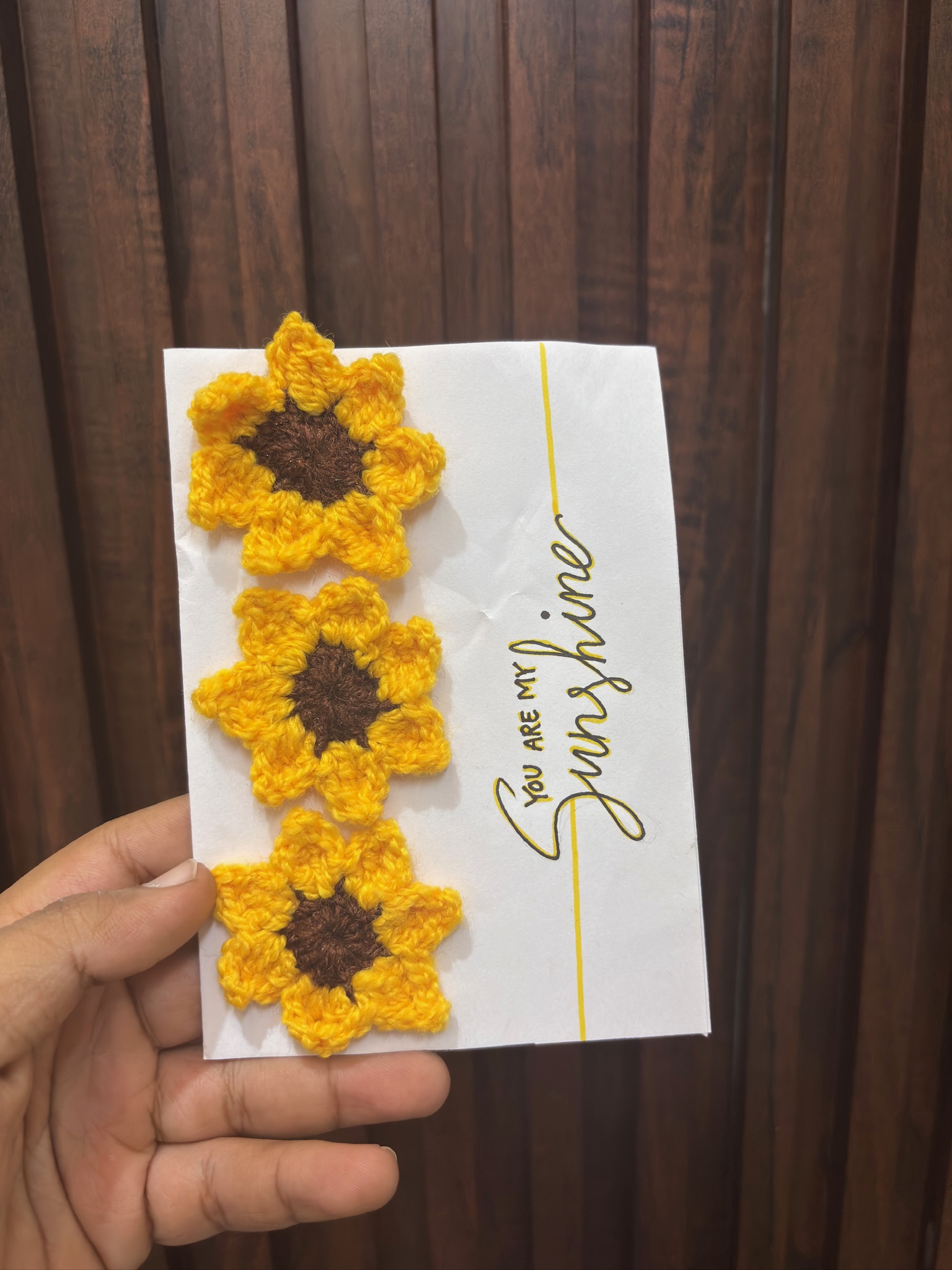 Crochet Sunflower Greeting Card – Handmade “You Are My Sunshine” Card