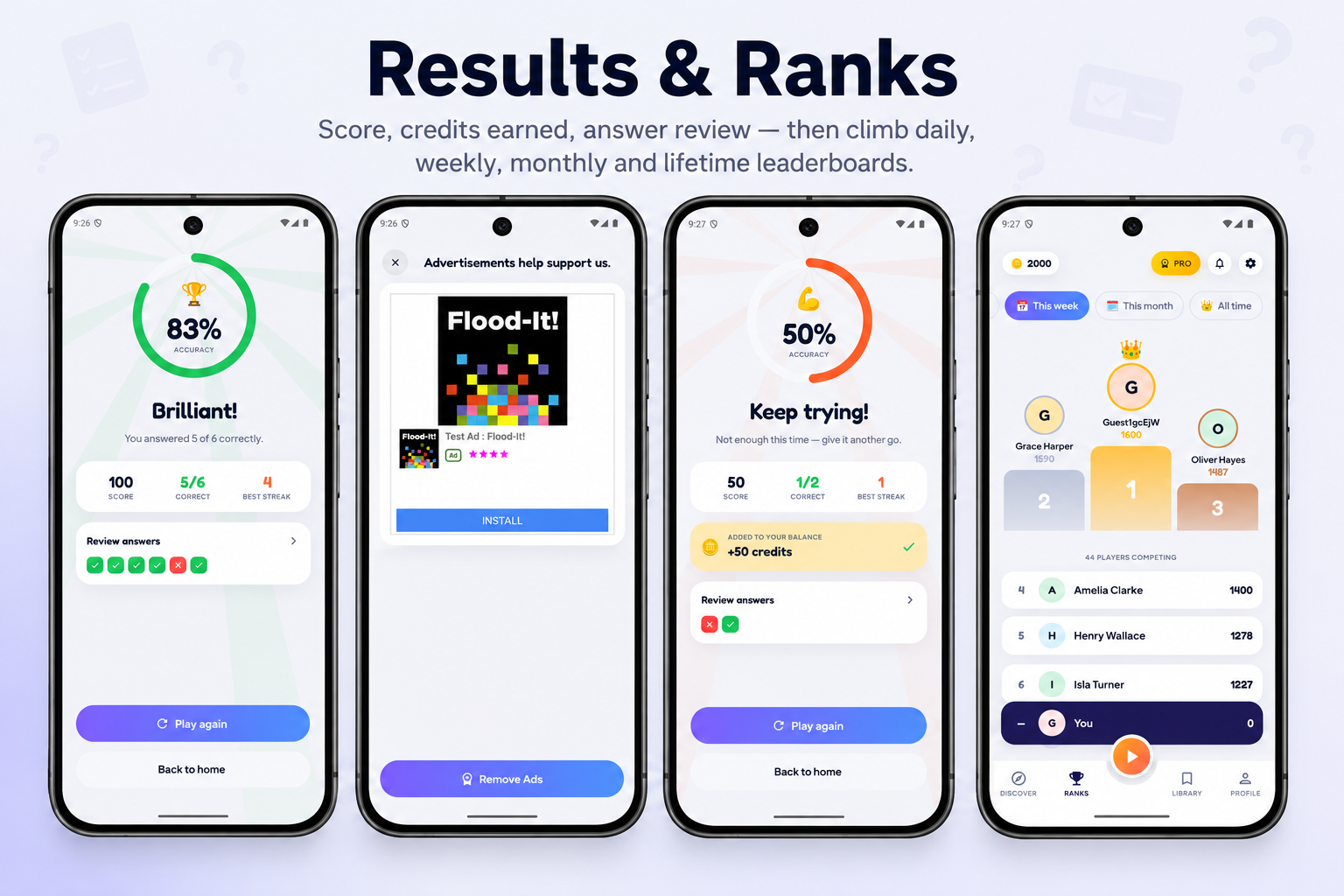Endless Quiz - Rank and Results