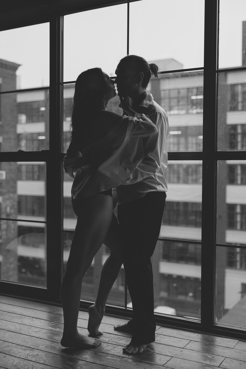 Couple dancing together in the studio