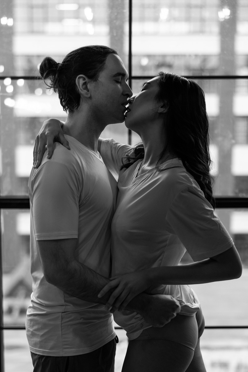 Couple portrait in soft window light