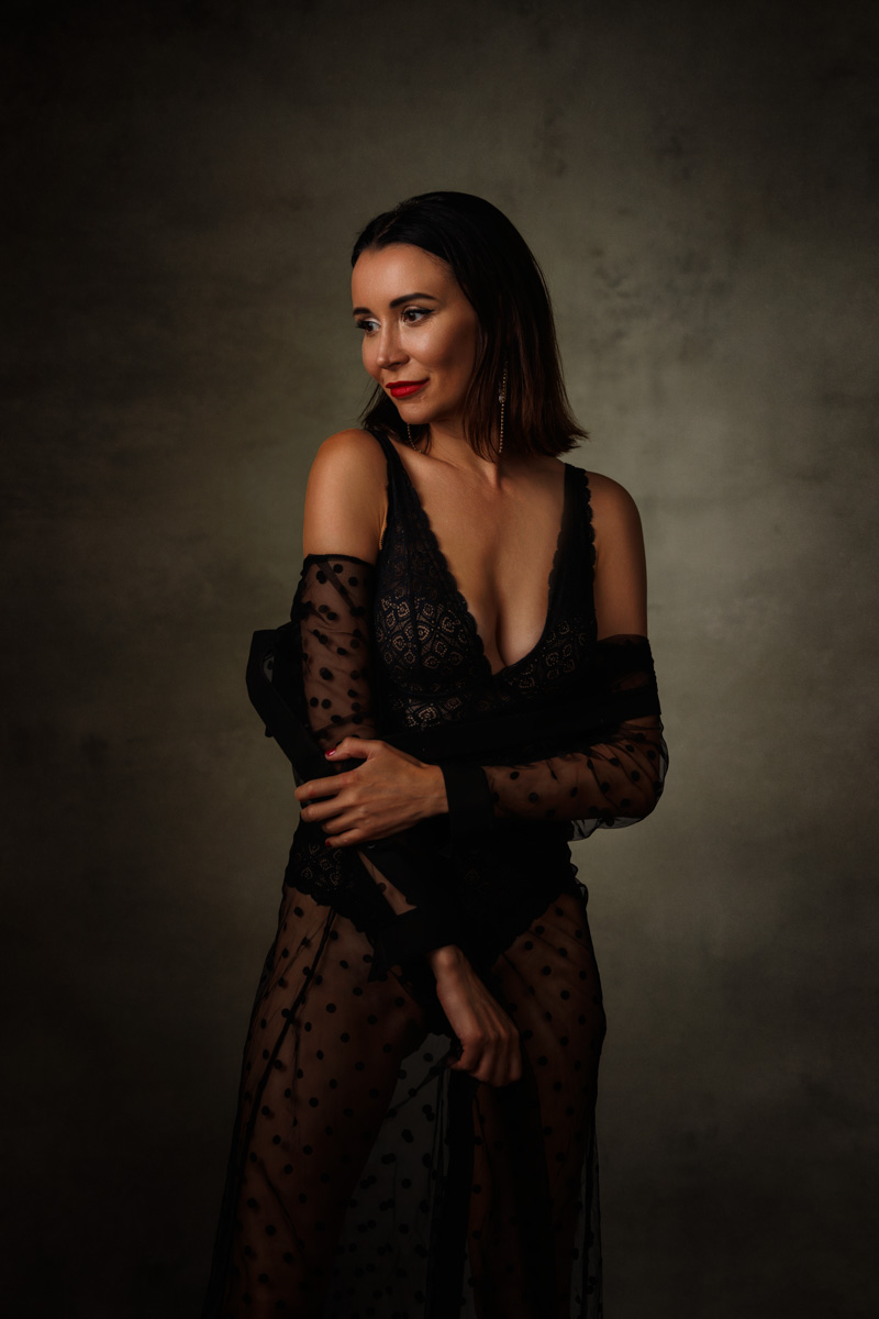 Fine art portrait in low-key dramatic light