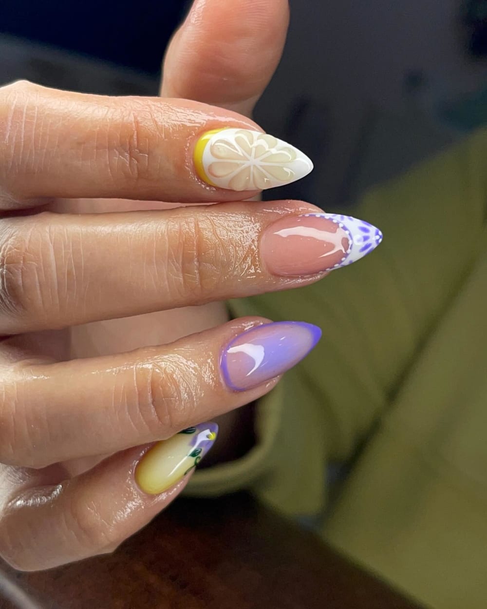 white and nude nail art, 3D and french nails, almond shape — nail salon in Calhoun, GA — Sonny & Tee