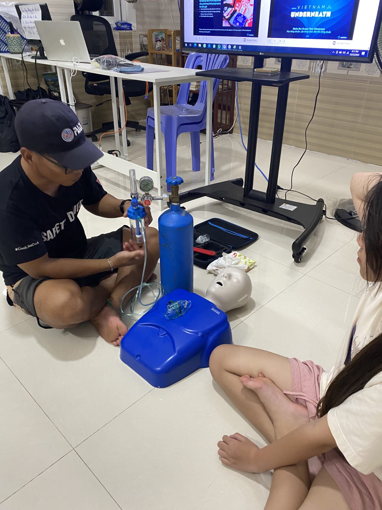 Young diver underwater discovering inner strength