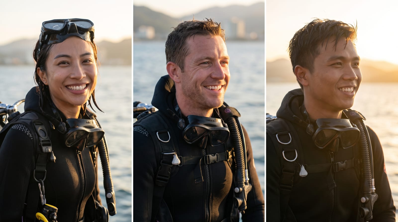 Advanced Open Water students on the dive boat at Hòn Mun