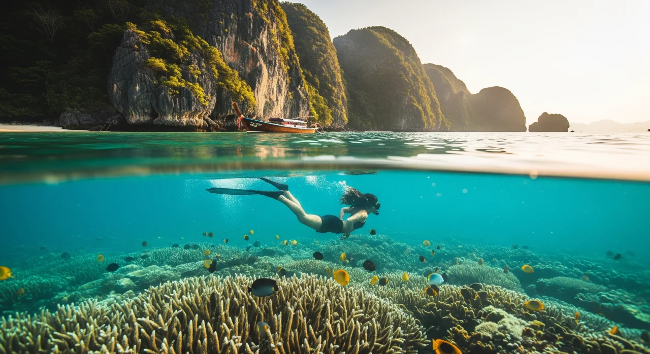 Freediving underwater serenity background
