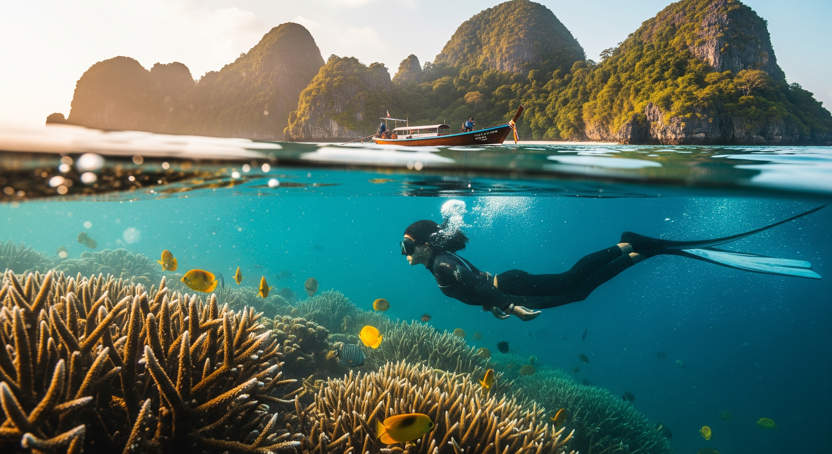 Freediver exploring underwater
