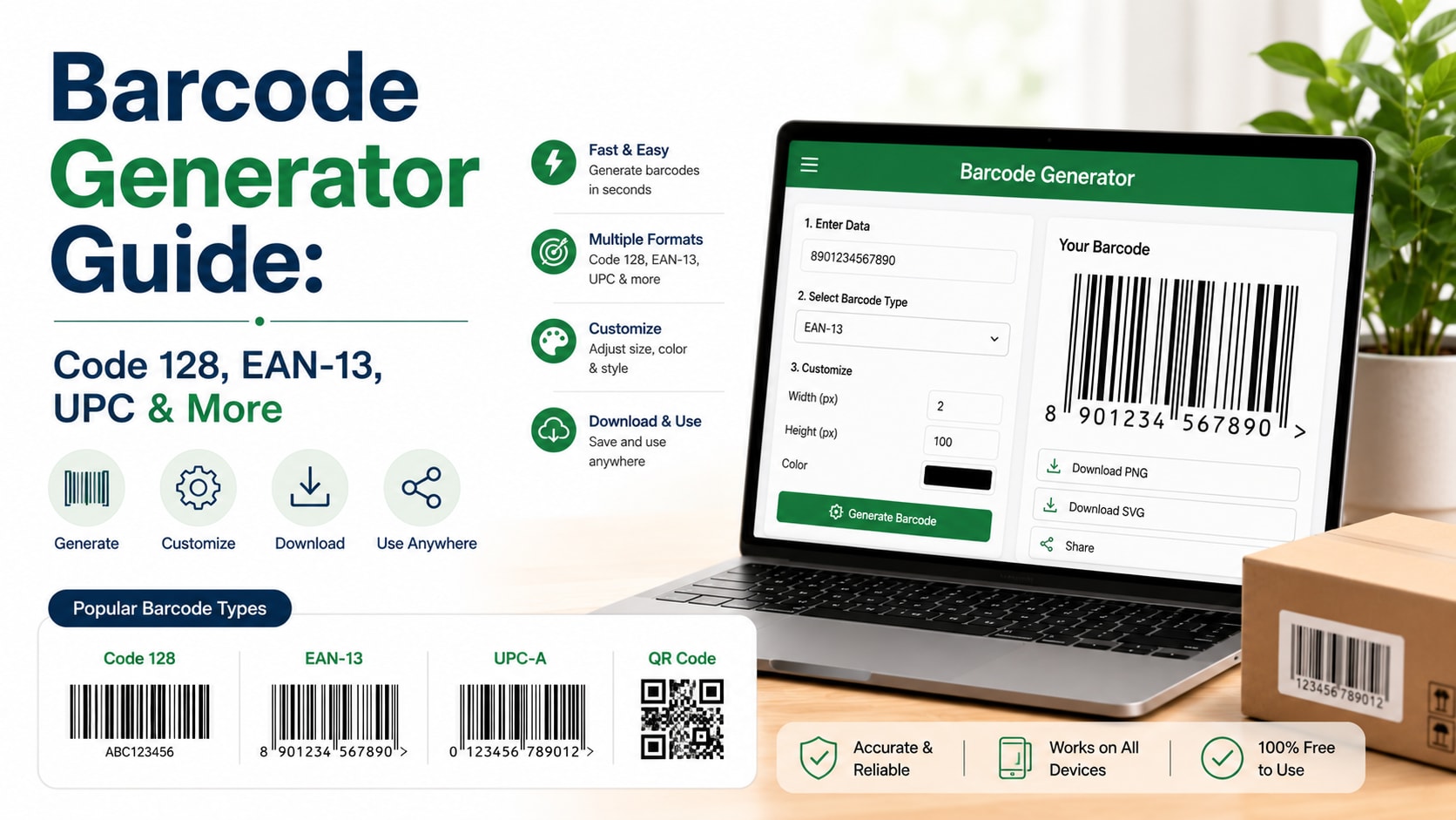 Barcode Generator Guide: Code 128, EAN-13, UPC & More