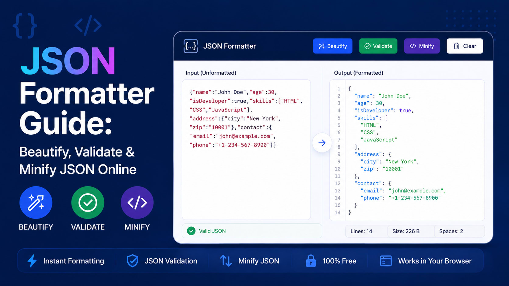 JSON Formatter Guide: Beautify, Validate & Minify JSON Online
