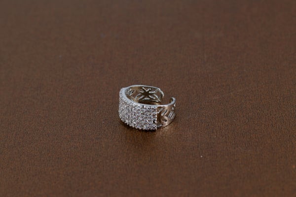 Silver-Plated Adjustable CZ Band Ring | Full Sparkle Pave Setting Design