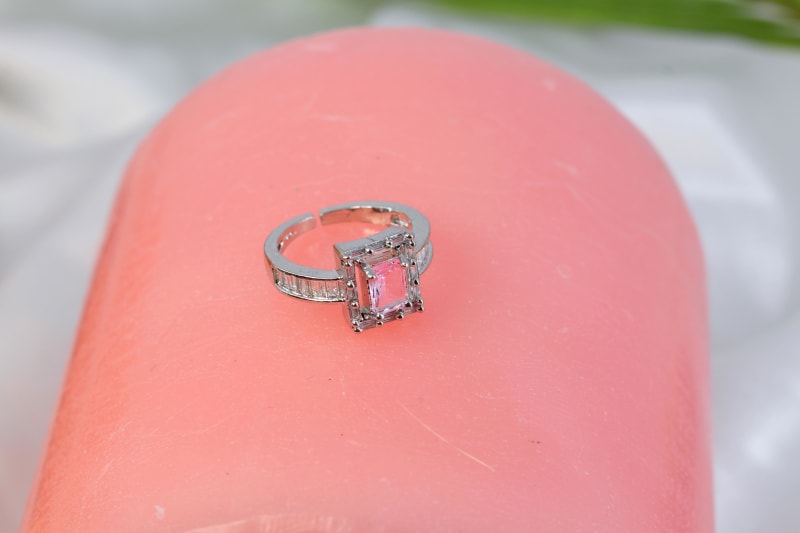 Elegant Baguette-Cut CZ Silver Finish Ring with Minimal Designer Band