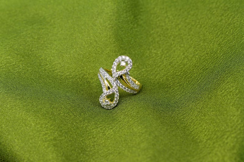 Gold-Plated Dual Teardrop CZ Adjustable Ring for Women | Stylish Open Design