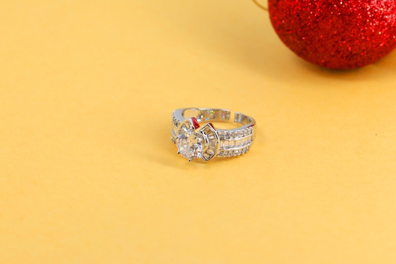 Silver-Plated Adjustable Solitaire Ring | Baguette & CZ Stone Design