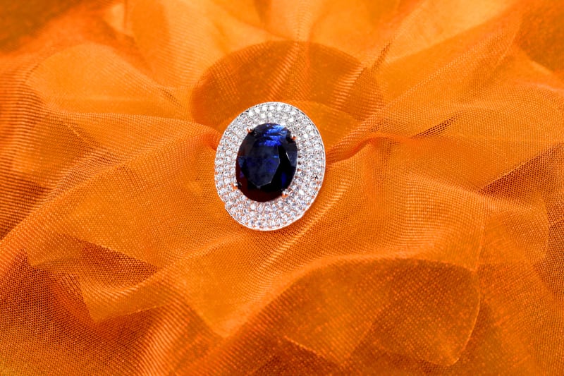 Elegant Oval Blue Stone Ring | Premium Statement Cocktail Ring for Women