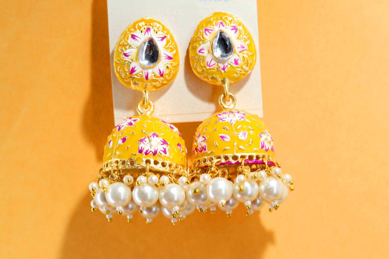 Premium Black Enamel Jhumka Earrings for Women | Handcrafted Traditional Earrings with Pearl Drops | Wedding & Festive Wear Jewellery