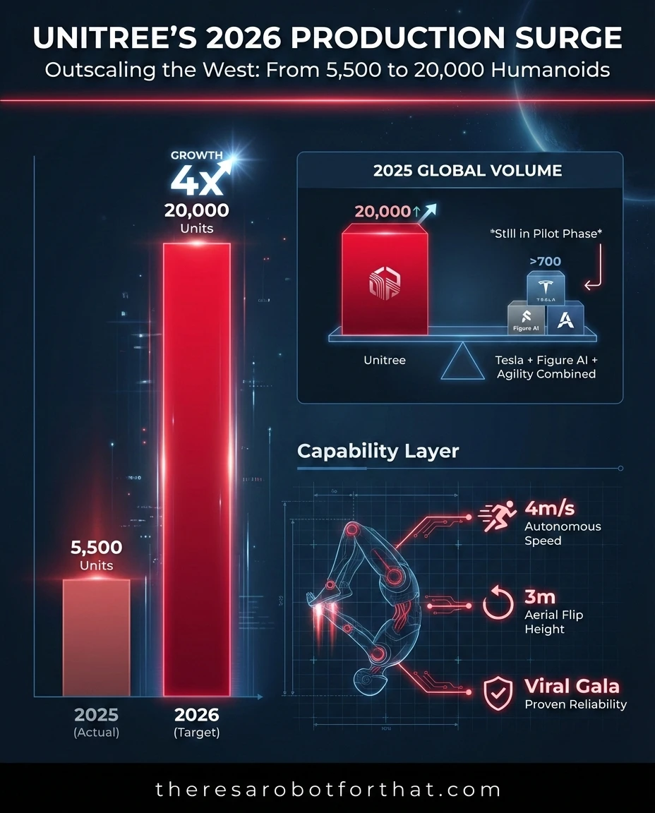 Unitree targets 20,000 humanoids in 2026 following viral gala