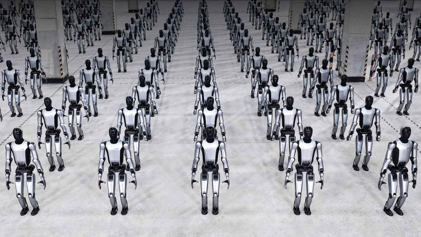 UBTech Walker S2 humanoid robot on the mass production floor. Deliveries began November 2025