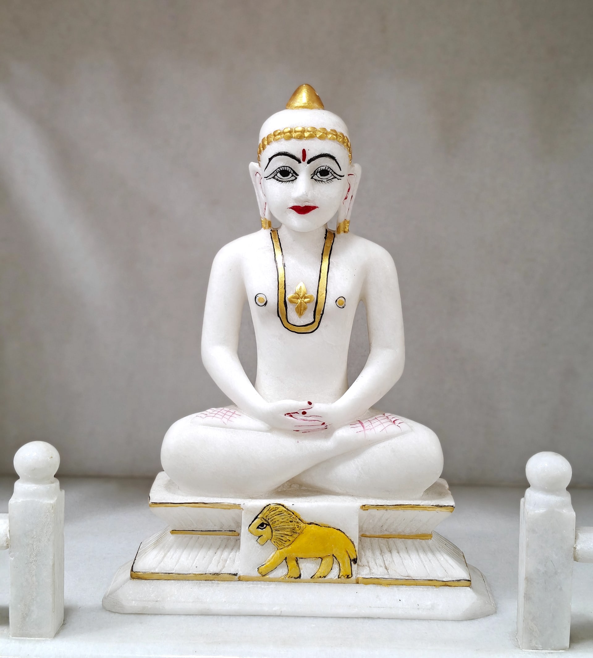 Jain Tirthankar murti in Italian marble, face and drapery finely finished