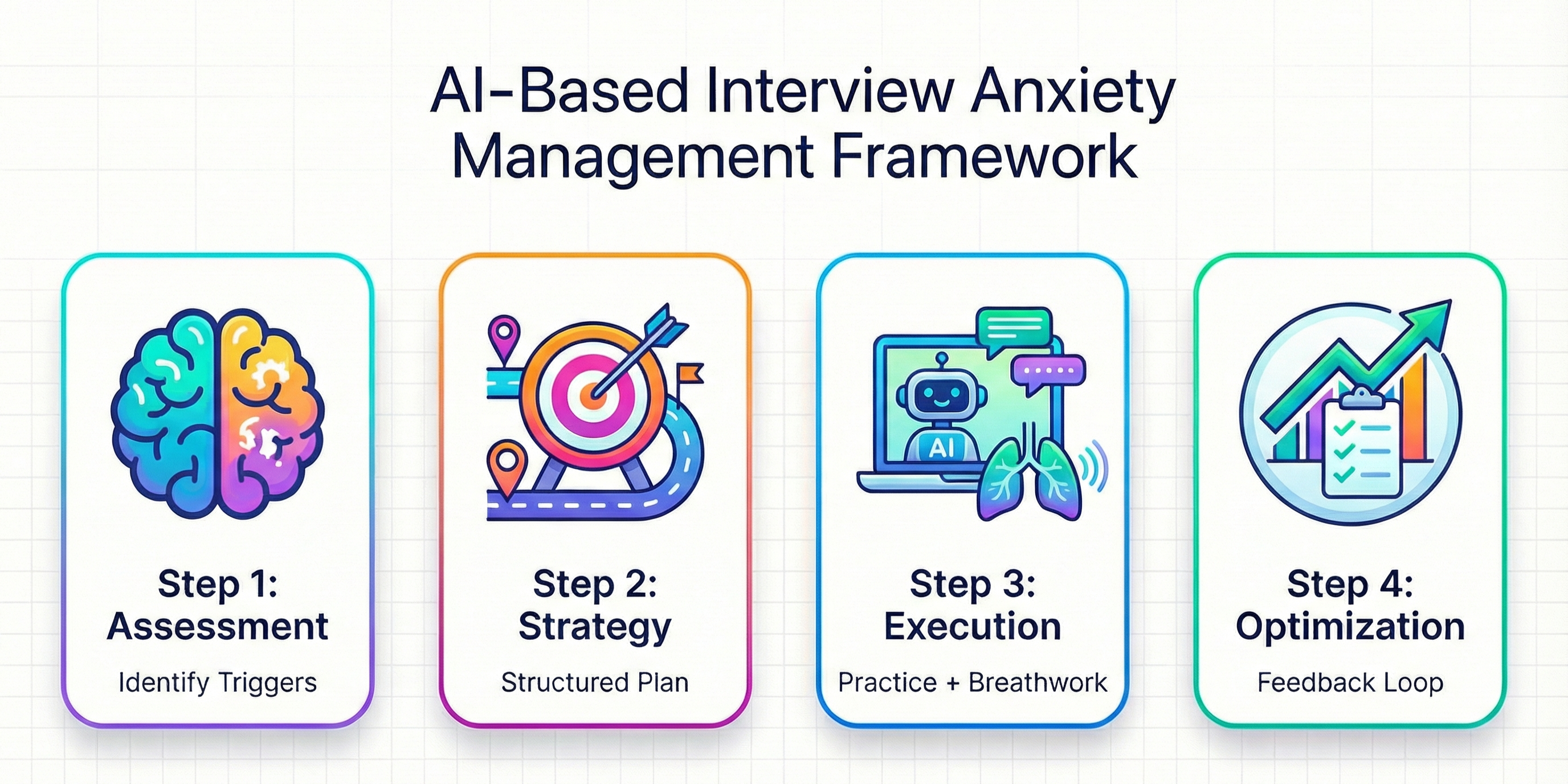 AI-based interview anxiety management 4-step framework diagram
