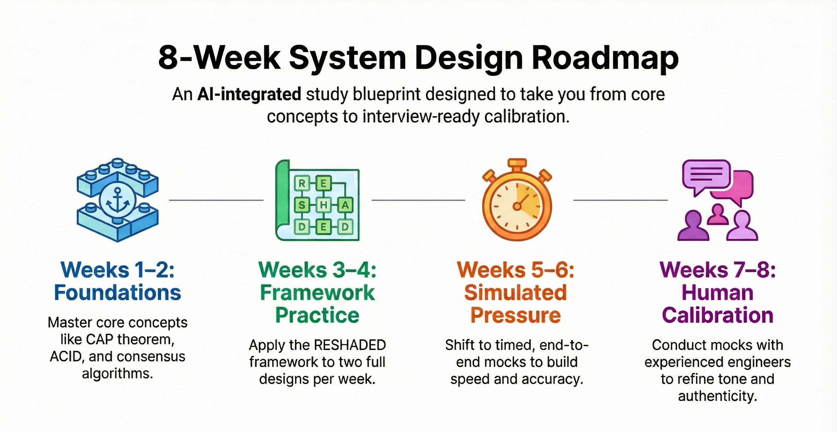 8-week study plan roadmap for system design interview preparation with AI