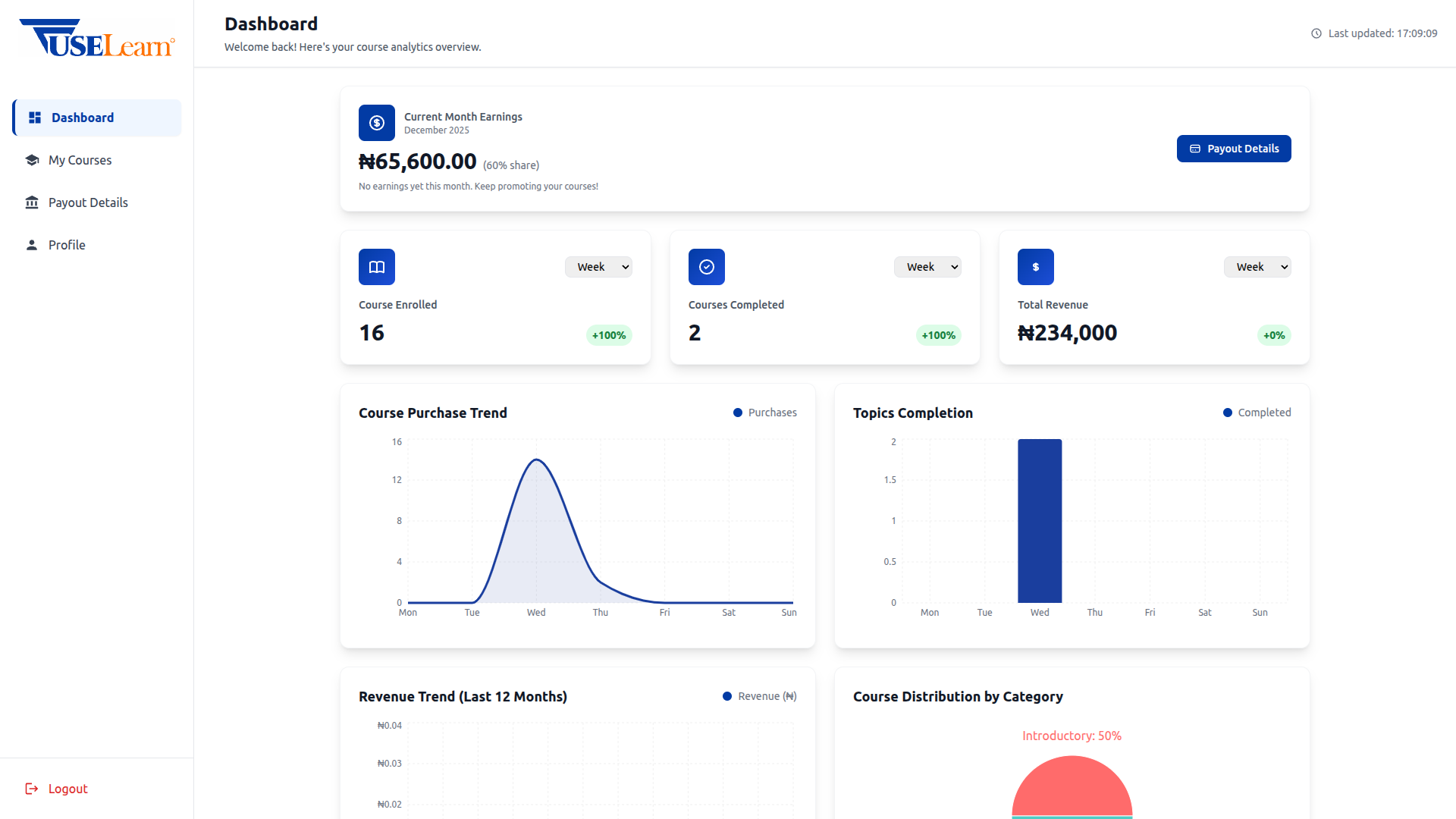 Desktop view showing course creation interface