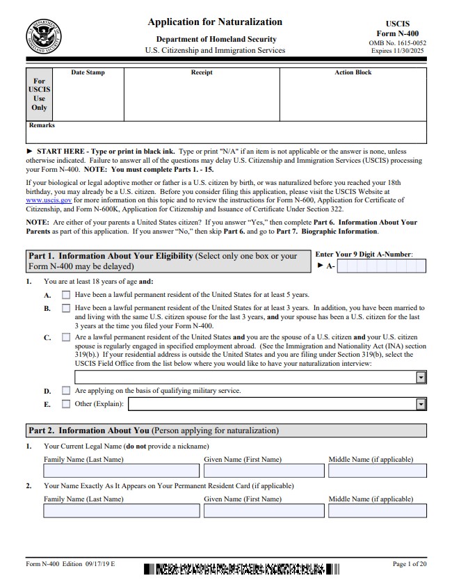 Filling Out the Key Form: N-400 Application