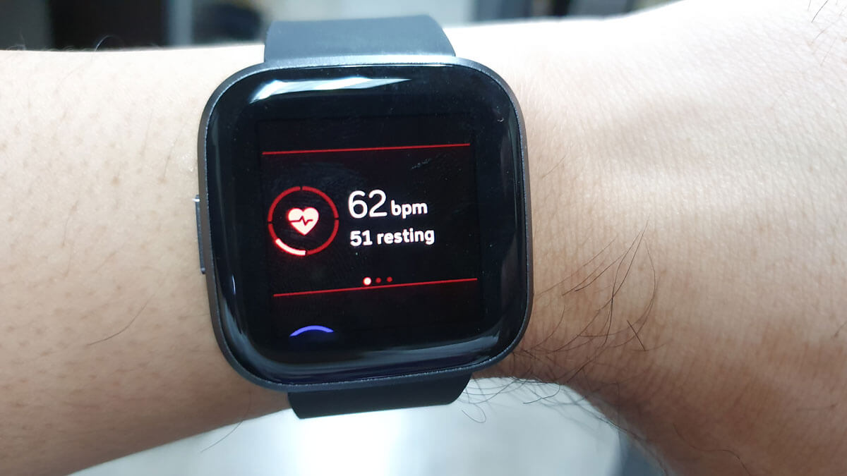 Fitbit versa 2 on hand