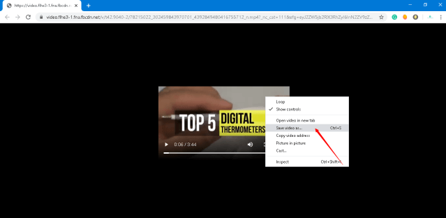 click on save video as