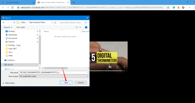 Click on save video as