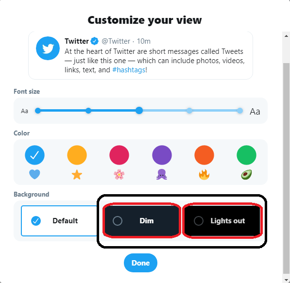 turn on twitter dark mode