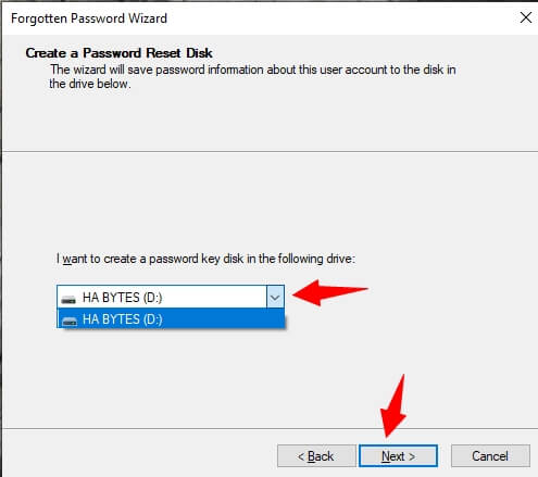 select USB and click next