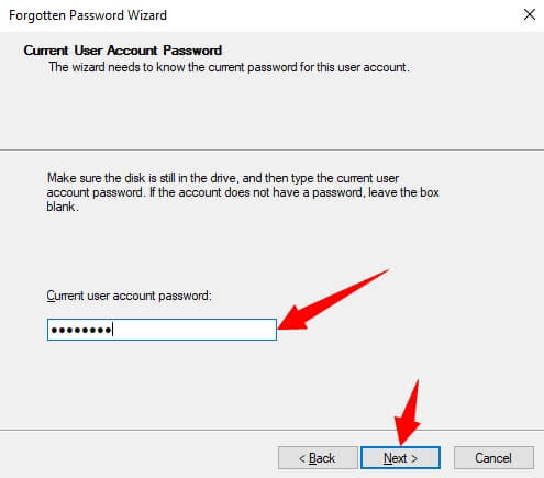 type your current password