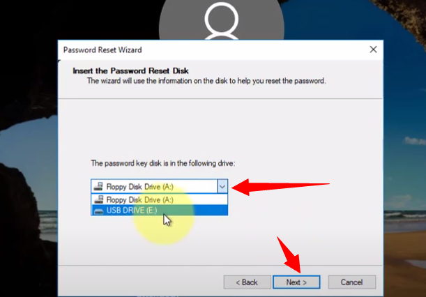 Select the drive from the drop-down